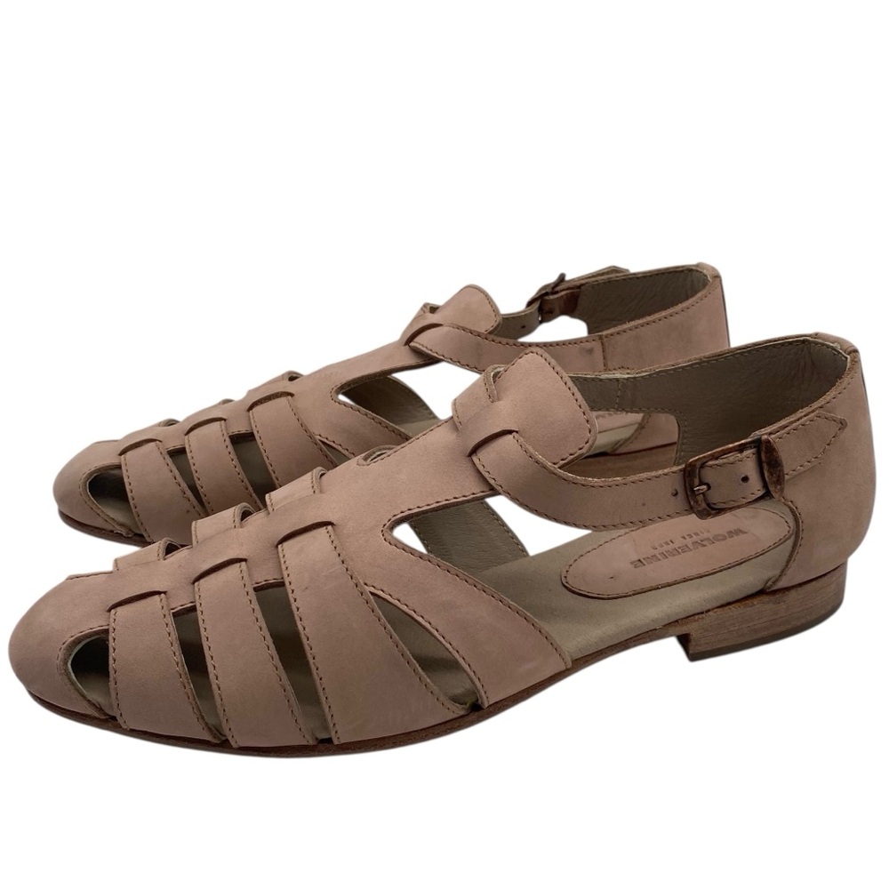Wolverine Womens Shoes Leather Flats Size 7 Tan Sandals Casual Buckle Neutral